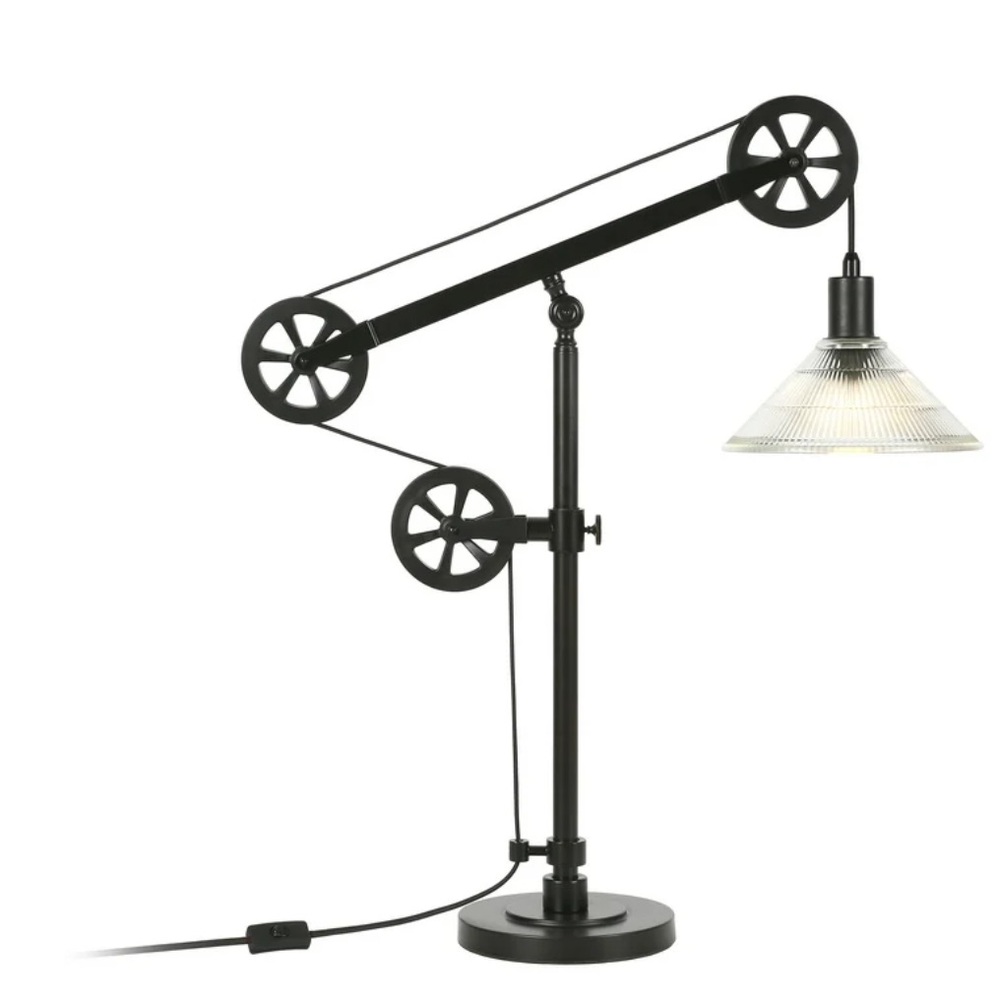Industrial Black and White Pulley Lamp - Picture 5 of 5
